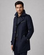 Men's Trench Coat - Button Front Epaulettes Mid-Length
