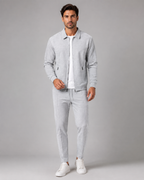 Men's Waffle Textured Tracksuit Set – Collared Zip Jacket & Pants