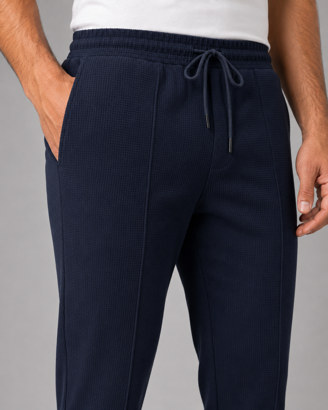 Men's Waffle Textured Tracksuit Set – Collared Zip Jacket & Pants
