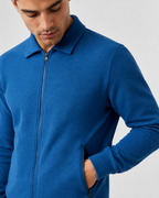 Men's Waffle Textured Zip Tracksuit Set - Collared Top & Joggers