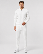Men's Waffle Textured Zip Tracksuit Set - Collared Top & Joggers