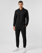 Men's Waffle Textured Zip Tracksuit Set - Collared Top & Joggers