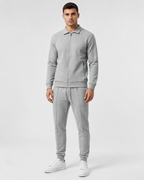 Men's Waffle Textured Zip Tracksuit Set - Collared Top & Joggers