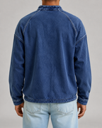 Men's Washed Henley Sweatshirt - Relaxed Fit Button Placket