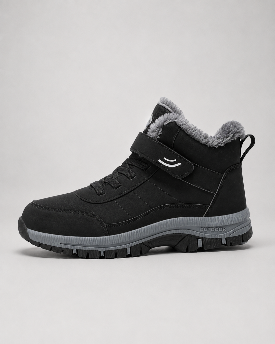 Men's Winter Ankle Boots - Lace-Up Strap with Rugged Lug Sole