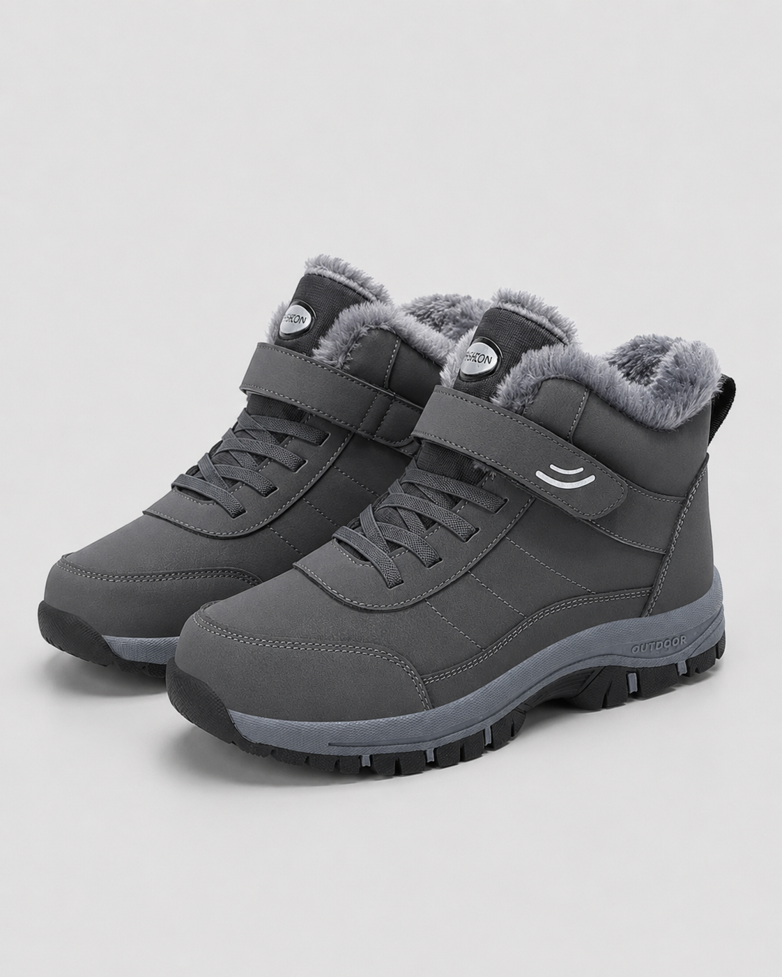 Men's Winter Ankle Boots - Lace-Up Strap with Rugged Lug Sole