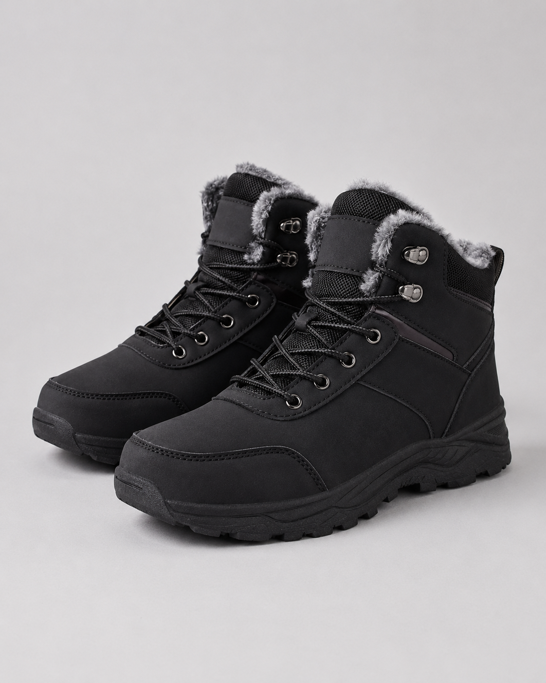 Men's Winter Boots - Lace-Up Plush-Lined Rugged Ankle Style