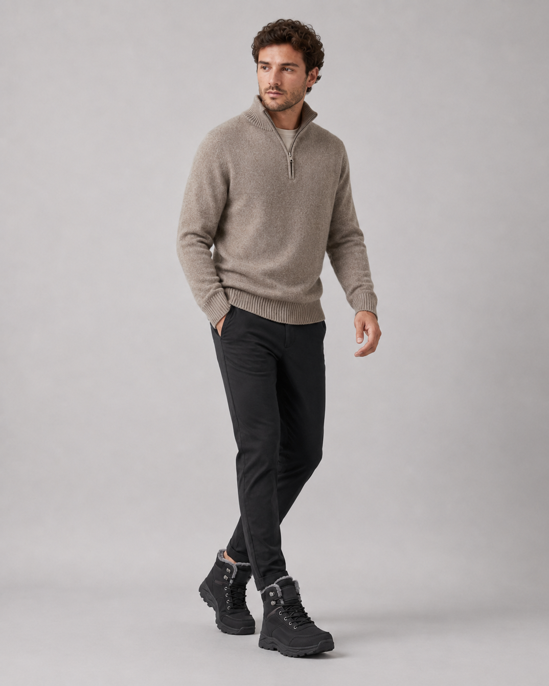 Men's Winter Boots - Lace-Up Plush-Lined Rugged Ankle Style
