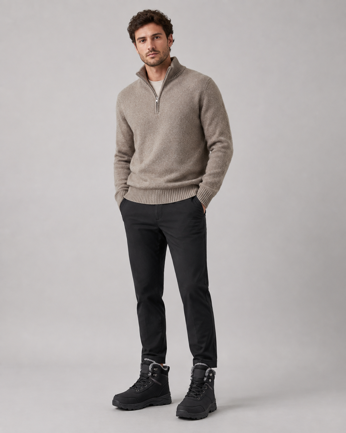 Men's Winter Boots - Lace-Up Plush-Lined Rugged Ankle Style