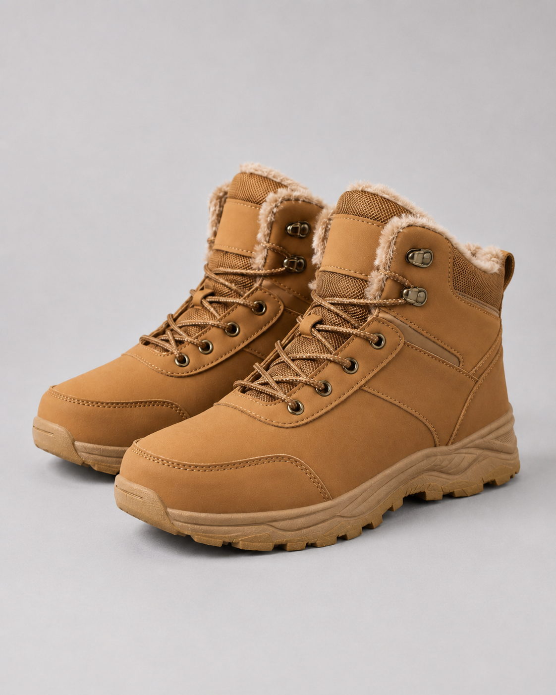 Men's Winter Boots - Lace-Up Plush-Lined Rugged Ankle Style