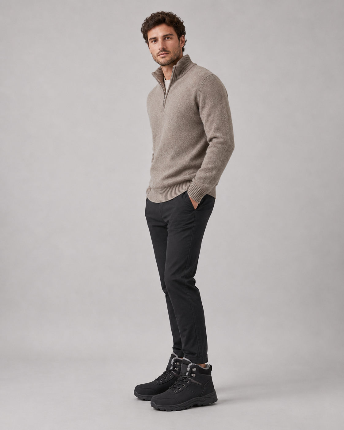 Men's Winter Boots - Lace-Up Plush-Lined Rugged Ankle Style