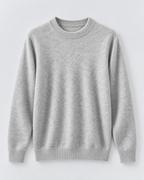 Men's Wool Crew Neck Sweater - Ribbed Trim Long Sleeve Knit