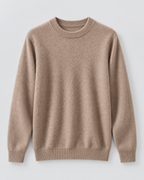 Men's Wool Crew Neck Sweater - Ribbed Trim Long Sleeve Knit