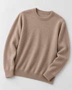 Men's Wool Crew Neck Sweater - Ribbed Trim Long Sleeve Knit