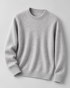 Men's Wool Crew Neck Sweater - Ribbed Trim Long Sleeve Knit