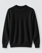 Men's Wool Crew Neck Sweater - Ribbed Trim Long Sleeve Knit