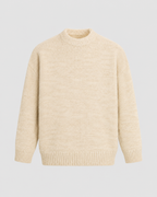 Men's Wool Crewneck Sweater - Marled Knit Relaxed Fit
