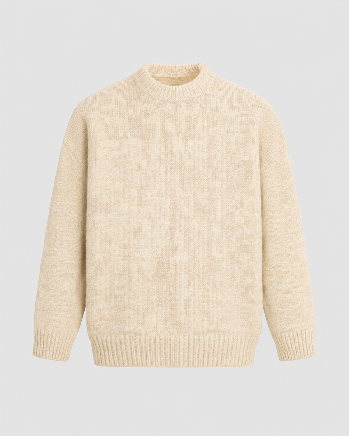 Men's Wool Crewneck Sweater - Marled Knit Relaxed Fit
