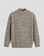 Men's Wool Crewneck Sweater - Marled Knit Relaxed Fit