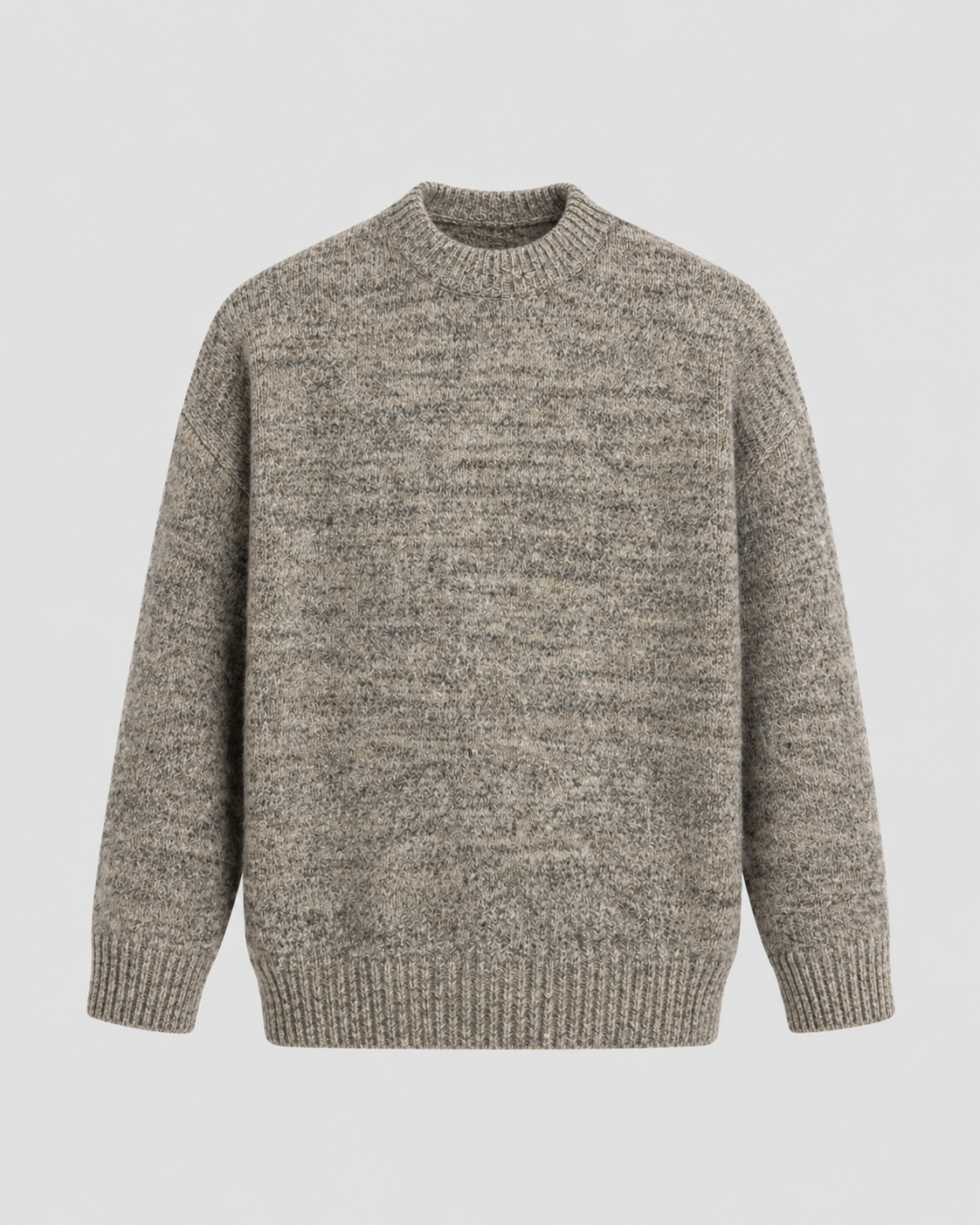 Men's Wool Crewneck Sweater - Marled Knit Relaxed Fit