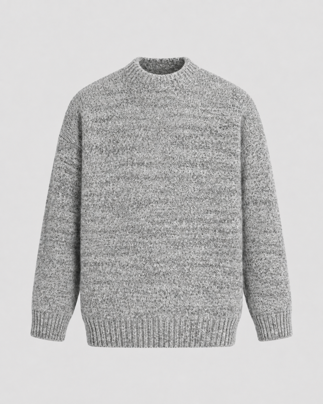 Men's Wool Crewneck Sweater - Marled Knit Relaxed Fit