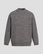 Men's Wool Crewneck Sweater - Marled Knit Relaxed Fit