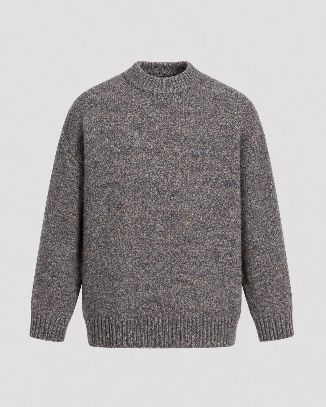 Men's Wool Crewneck Sweater - Marled Knit Relaxed Fit