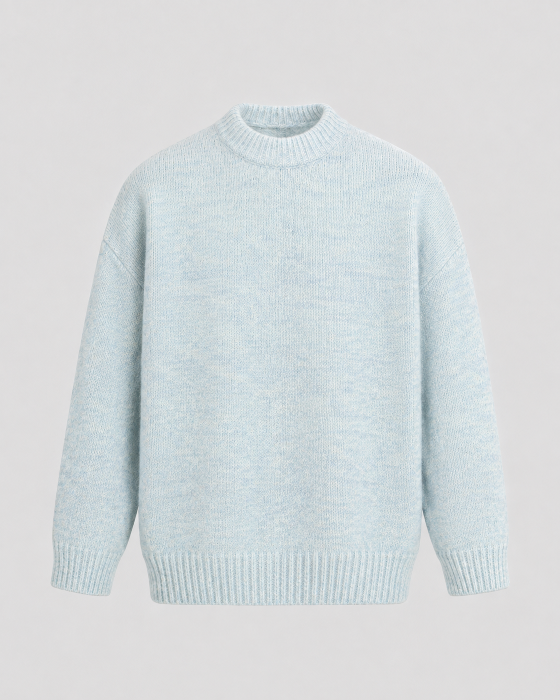 Men's Wool Crewneck Sweater - Marled Knit Relaxed Fit