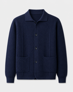 Men's Wool Knitted Overshirt - Textured Knit Button-Front