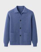 Men's Wool Knitted Overshirt - Textured Knit Button-Front