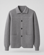 Men's Wool Knitted Overshirt - Textured Knit Button-Front