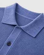 Men's Wool Knitted Overshirt - Textured Knit Button-Front