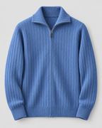 Men's Wool Knitted Zip Neck Sweater - Stand Collar Long Sleeve