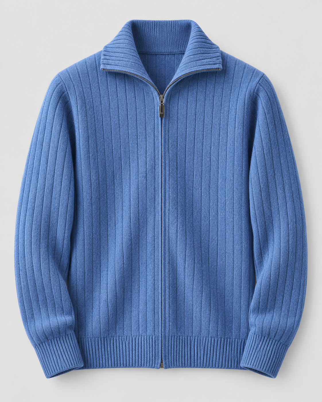 Men's Wool Knitted Zip Neck Sweater - Stand Collar Long Sleeve
