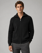 Men's Wool Quarter Zip Sweater - Ribbed Mock Neck Regular Fit