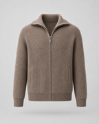 Men's Wool Quarter Zip Sweater - Ribbed Mock Neck Regular Fit