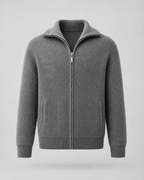 Men's Wool Quarter Zip Sweater - Ribbed Mock Neck Regular Fit