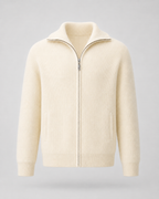Men's Wool Quarter Zip Sweater - Ribbed Mock Neck Regular Fit