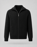 Men's Wool Quarter Zip Sweater - Ribbed Mock Neck Regular Fit
