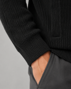 Men's Wool Quarter Zip Sweater - Ribbed Mock Neck Regular Fit