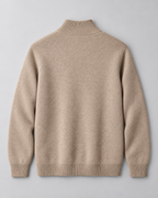 Men's Wool Zip Cardigan - Stand Collar Knit with Pockets