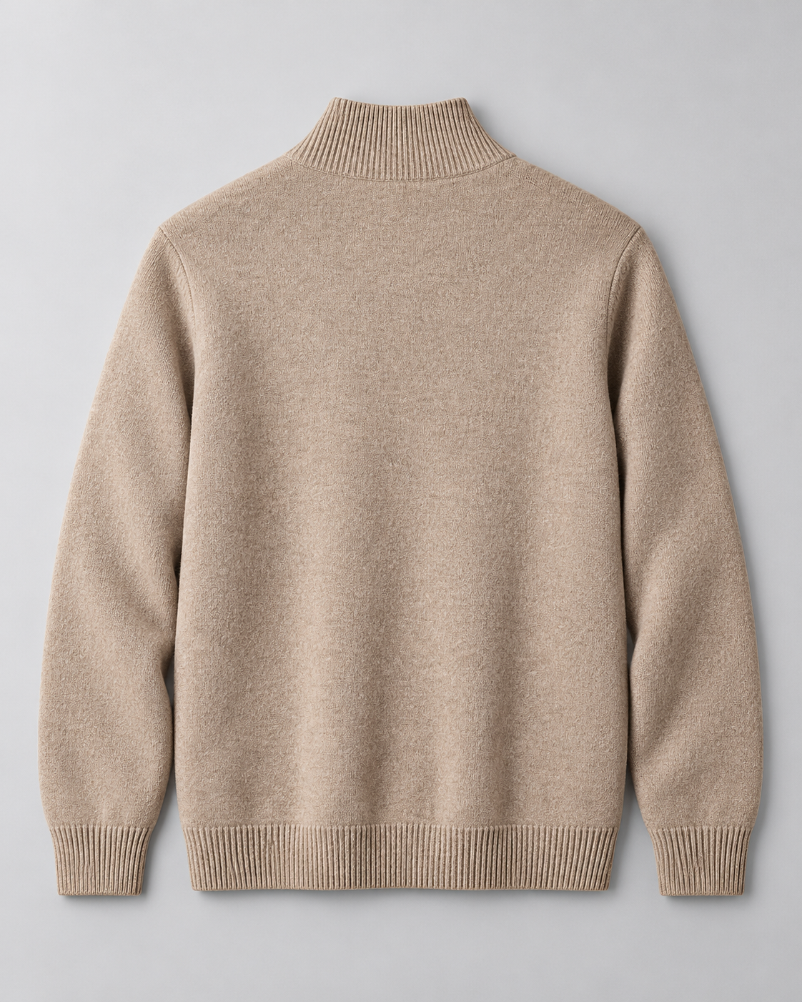 Men's Wool Zip Cardigan - Stand Collar Knit with Pockets