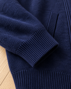 Men's Wool Zip Cardigan - Stand Collar Knit with Pockets
