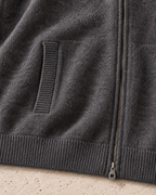 Men's Wool Zip Cardigan - Stand Collar Knit with Pockets