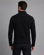 Men's Zip-Up Knitted Sweater - Funnel Neck Textured Regular Fit