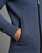 Men's Zip-Up Knitted Sweater - Funnel Neck Textured Regular Fit