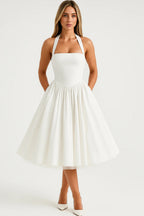 Women's Halter Neck Pleated Midi Dress