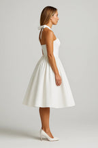 Women's Halter Neck Pleated Midi Dress