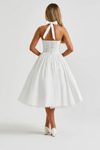 Women's Halter Neck Pleated Midi Dress