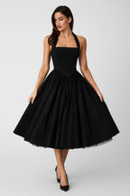 Women's Halter Neck Pleated Midi Dress